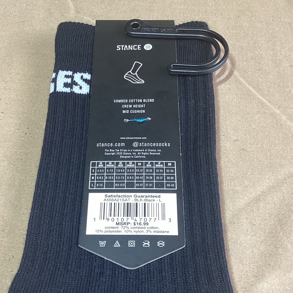 Stance PLEASURES Satisfaction Guaranteed Black Crew Socks M: 9-13 L - Picture 5 of 6